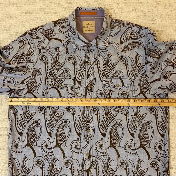 Tommy Bahama Jeans floral paisley w/ 2 button flap pockets sz L blue brown - Picture 7 of 13